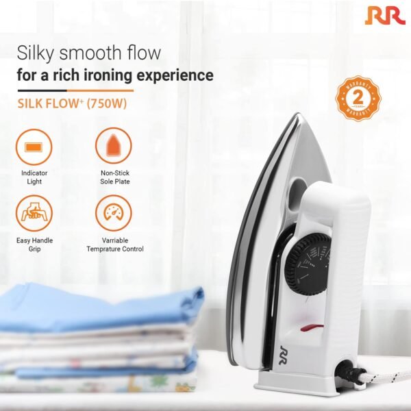 RR Dry Electric Iron Silk Flow Plus 750 W Dry Iron  (White) - Image 2
