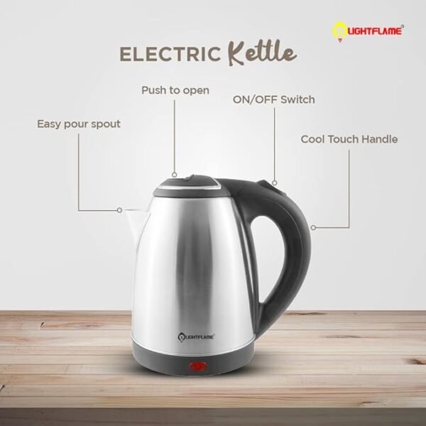 LIGHTFLAME 1.5L Electric Kettle – Stainless Steel, Boiling, Tea, Coffee, Noodles & Soup | Dry Boil & Overheat Protection - Image 4