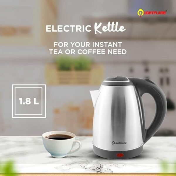 LIGHTFLAME 1.8L Electric Kettle – Stainless Steel, Boiling, Tea, Coffee, Noodles & Soup | Dry Boil & Overheat Protection (Copy) - Image 5
